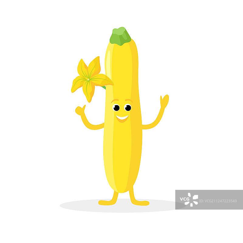 白色背景上的西葫芦卡通角色图片素材