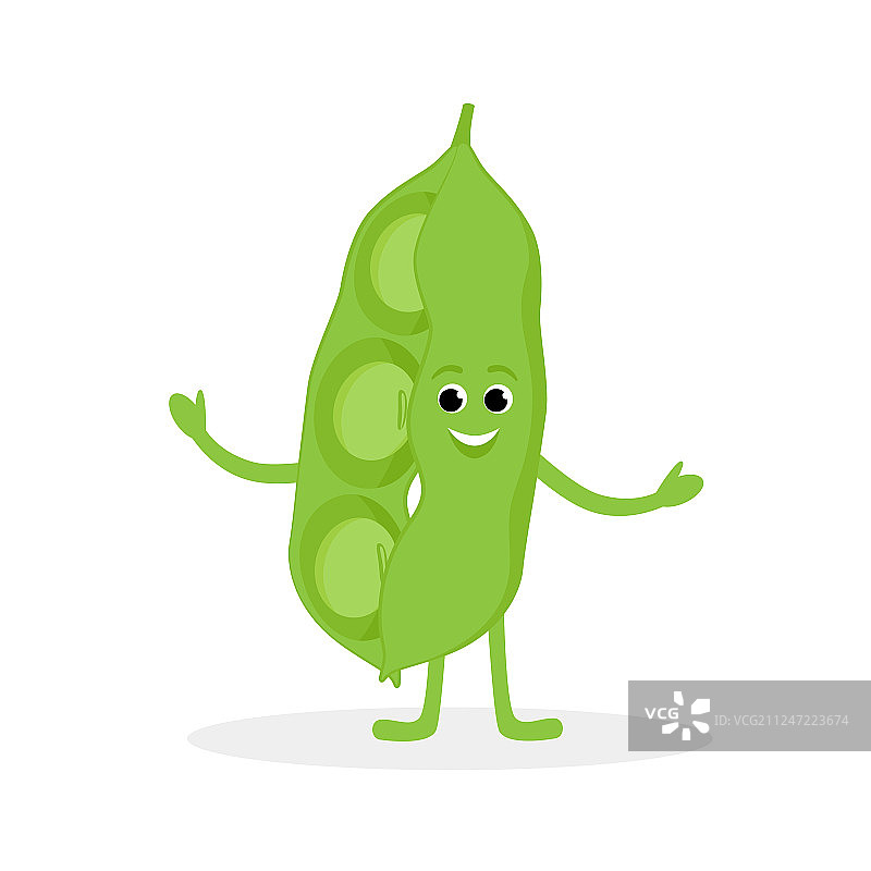 白色背景上的卡通大豆荚图片素材