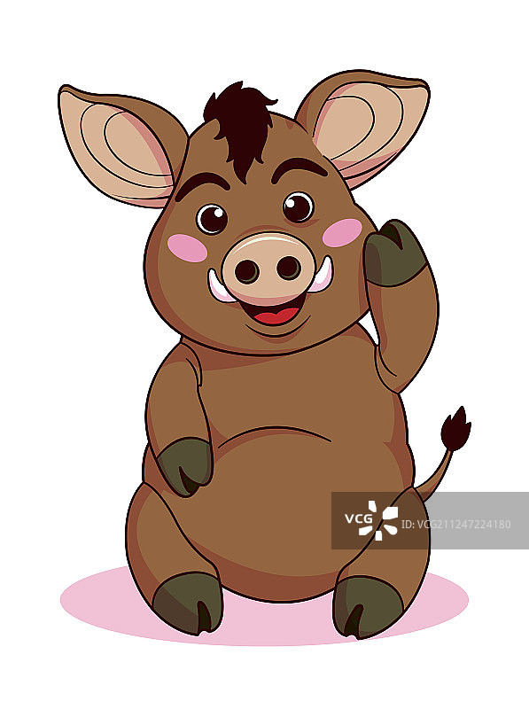 可爱的野猪卡通扁平风格图片素材