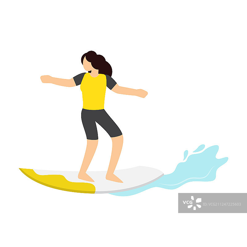 冲浪女孩乘冲浪板冲浪图片素材