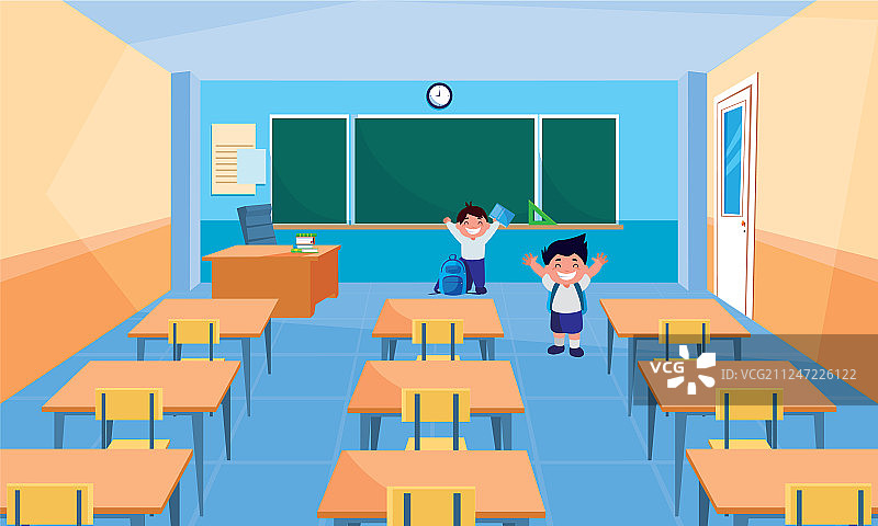 教室里快乐的小学生图片素材