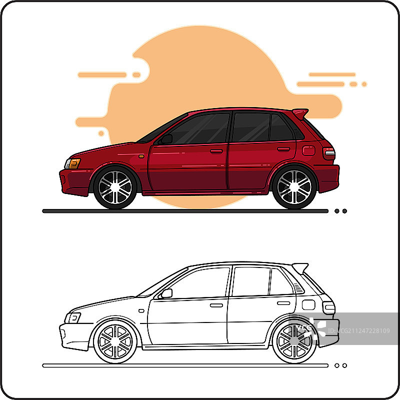 酒红色城市汽车侧视图图片素材