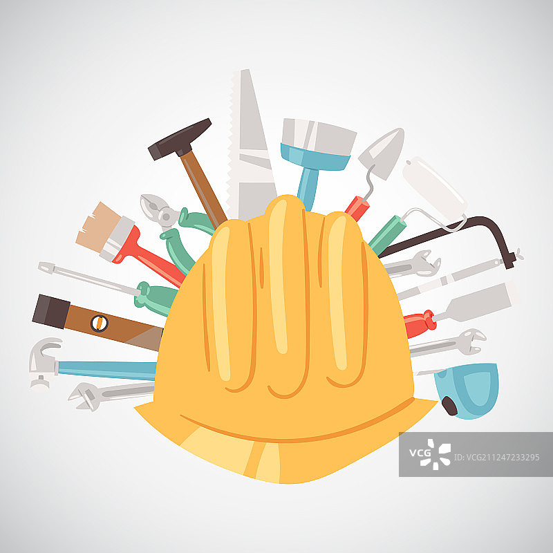 安全帽周围的建筑工具banner图片素材