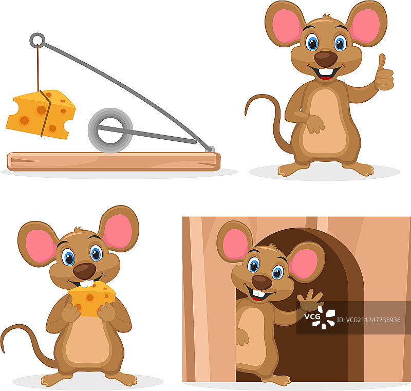 老鼠、奶酪洞与捕鼠器图片素材