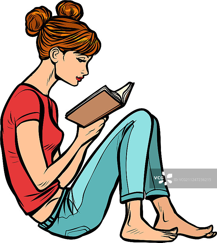少女在读书图片素材