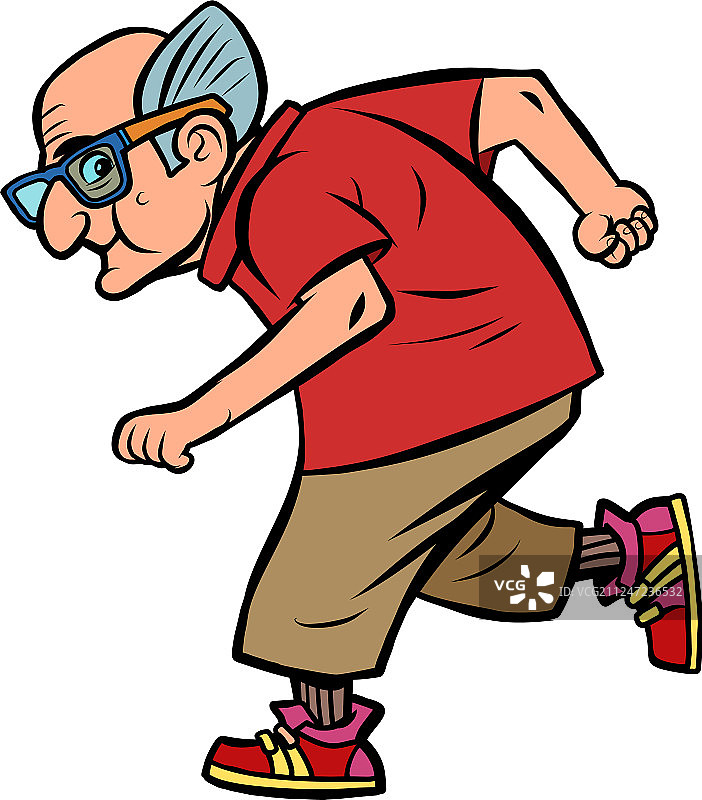 积极运动的老年跑步者图片素材