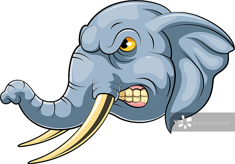 野生大象头像吉祥物图片素材