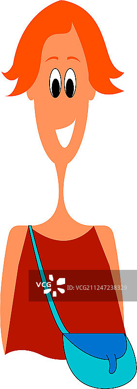 背着蓝色包的女人图片素材