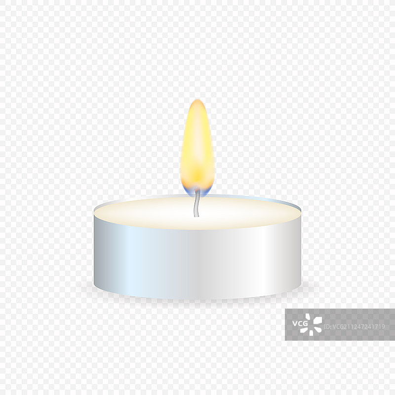 茶蜡或带外壳的逼真蜡烛图片素材