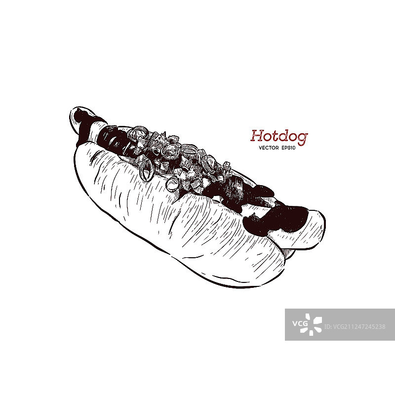 快餐热狗素描图片素材