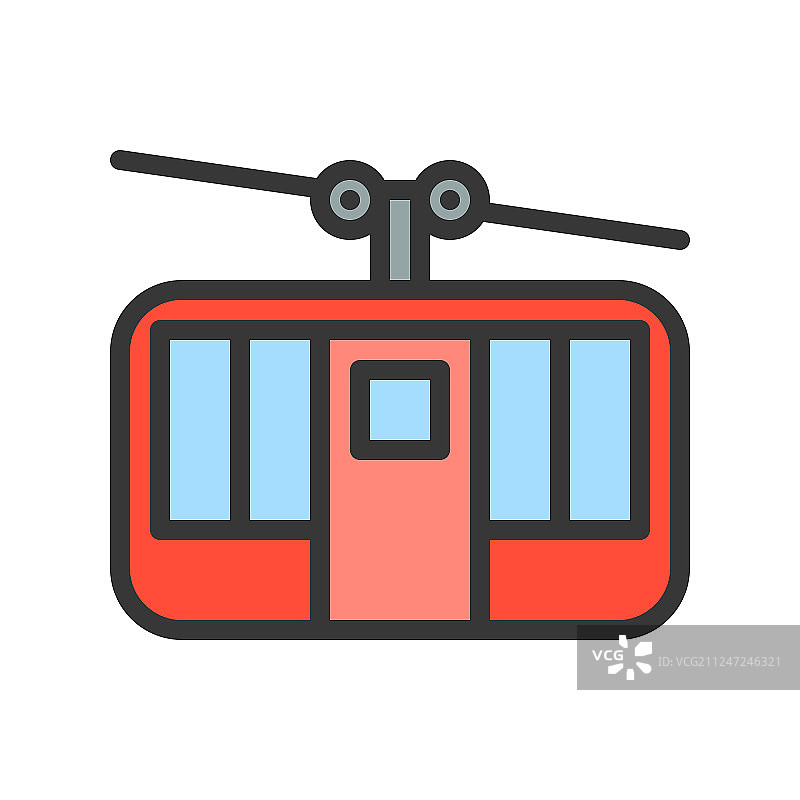 缆车图标填充轮廓样式可编辑图片素材