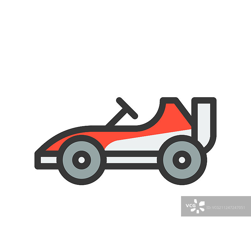 卡丁车或赛车图标填充轮廓样式图片素材