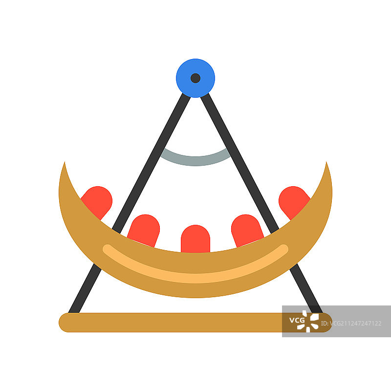 秋千船游乐园扁平风格图标图片素材