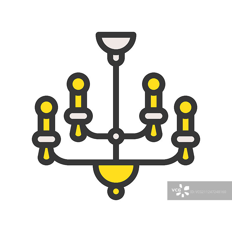 灯笼或灯图标填充样式可编辑描边图片素材