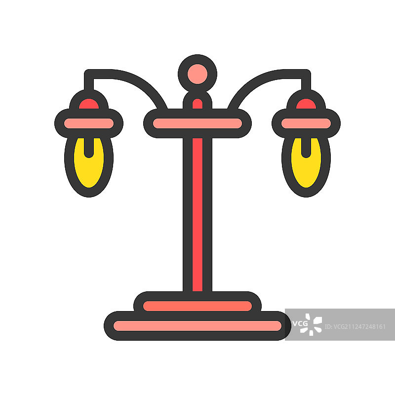 灯笼或灯图标填充样式可编辑描边图片素材
