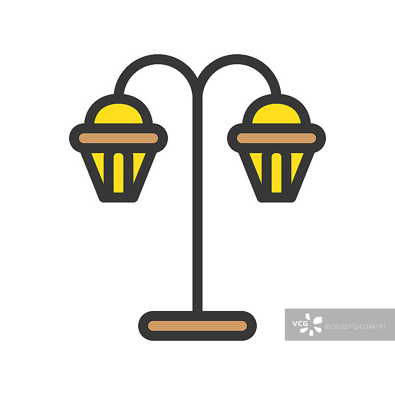 灯笼或灯图标填充样式可编辑描边图片素材