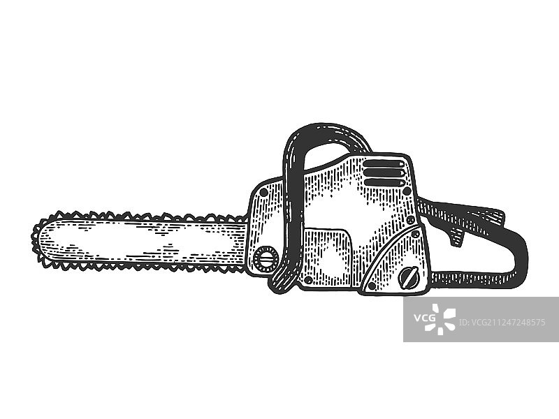 链锯工具素描雕刻图片素材