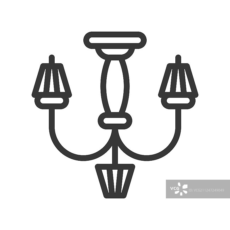 灯笼或灯具图标线条样式可编辑笔触图片素材