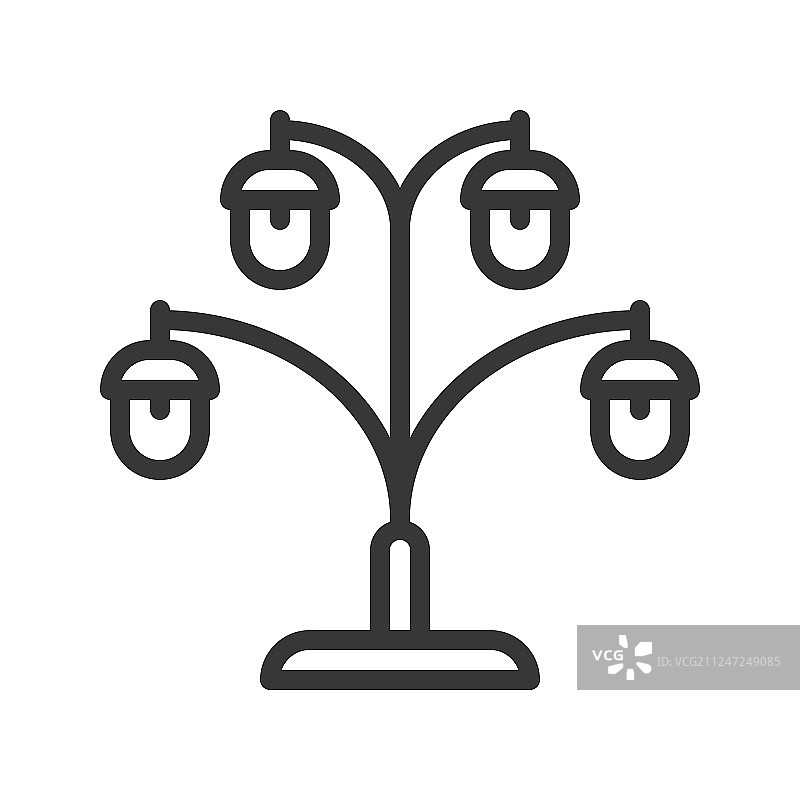 灯笼或灯具图标线条样式可编辑笔触图片素材