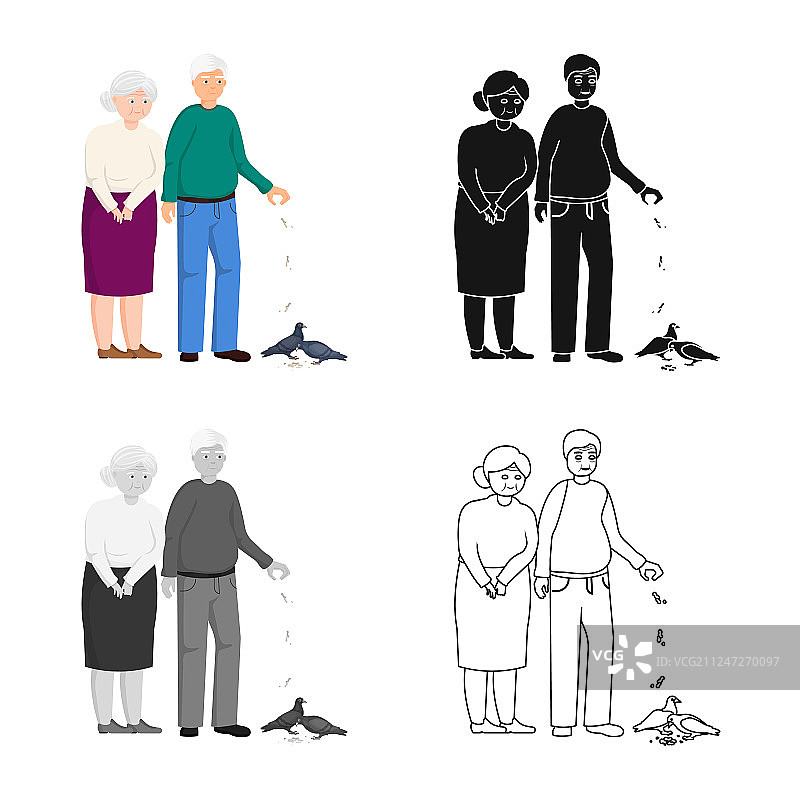 孤立的祖父母和旧图标集图片素材