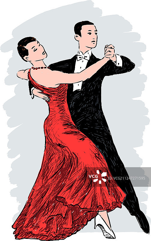 情侣跳探戈简笔画图片素材