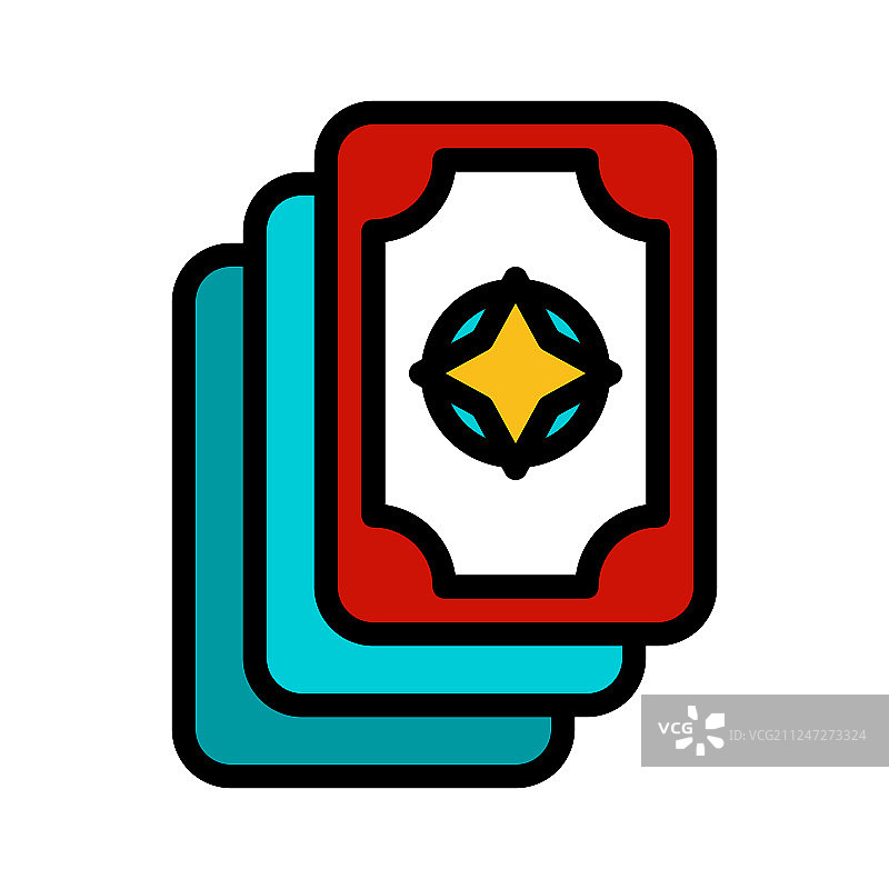 纸牌魔术相关填充样式可编辑笔画图片素材