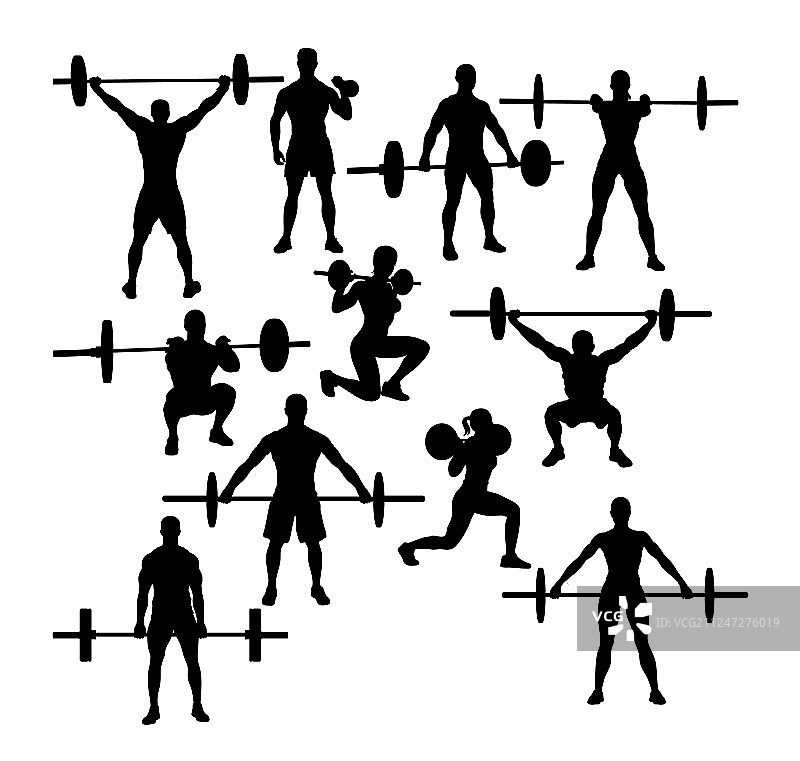 举重轮廓剪影图片素材