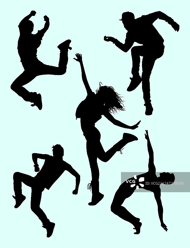 有魅力的现代男女舞蹈剪影图片素材
