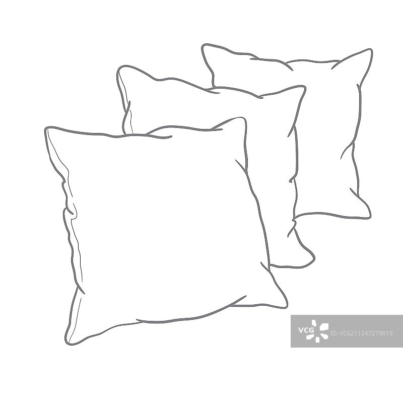 白色孤立艺术枕头草图图片素材