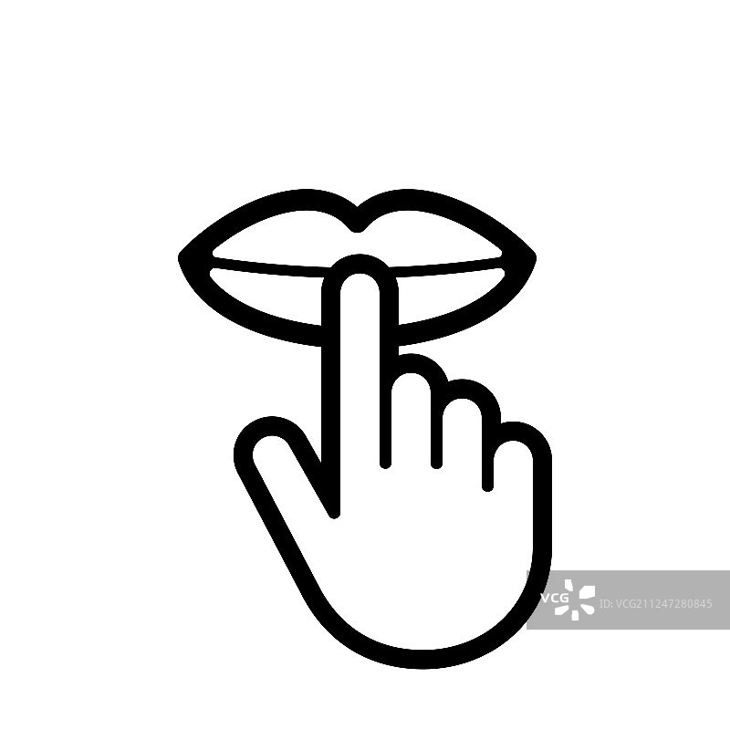 保持安静图标：唇和手指图片素材