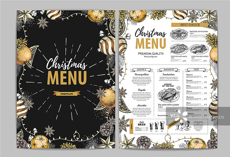 手绘圣诞假日菜单设计图片素材