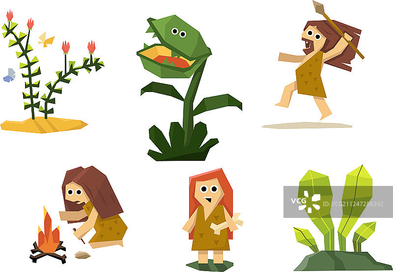 可爱的几何原始穴居人图片素材