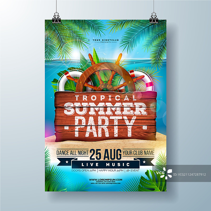 夏季海滩派对宣传单设计图片素材