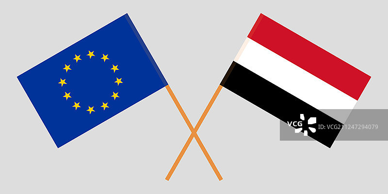 也门和欧洲旗帜图片素材