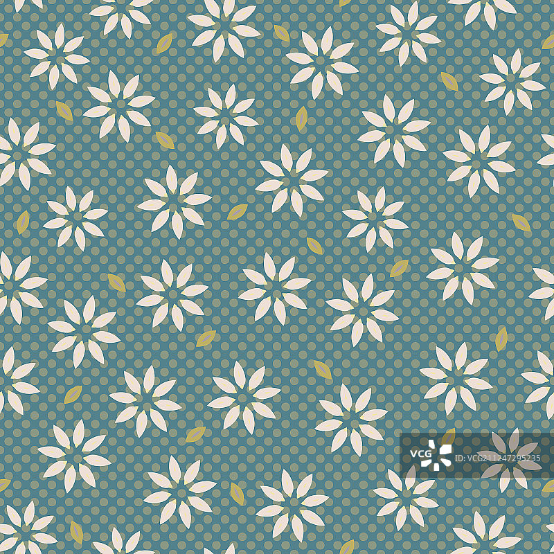 雏菊风格雪绒花图案无缝设计图片素材