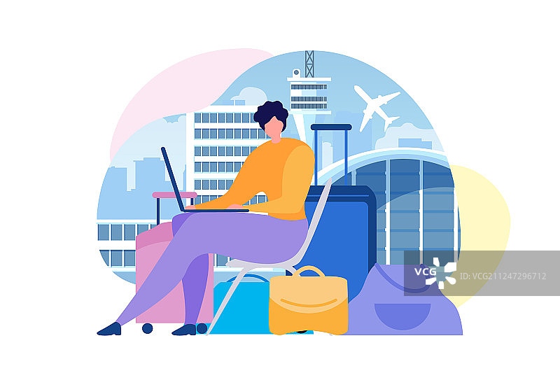在线购买机票扁平概念图片素材