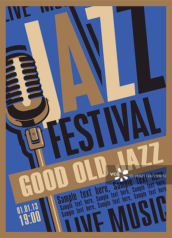 带麦克风的爵士音乐节海报图片素材