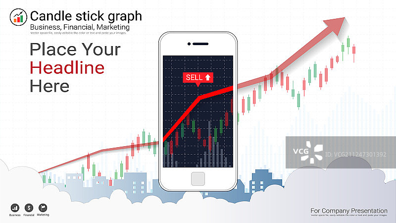 带有烛台的手机股票交易概念图片素材