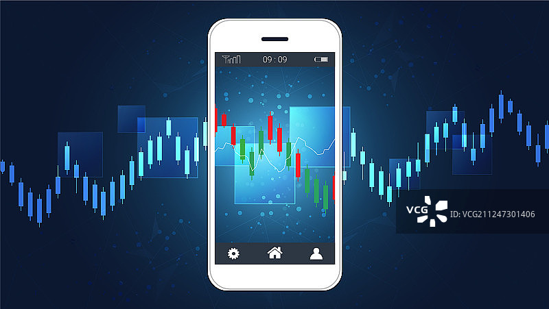 带有烛台的手机股票交易概念图片素材