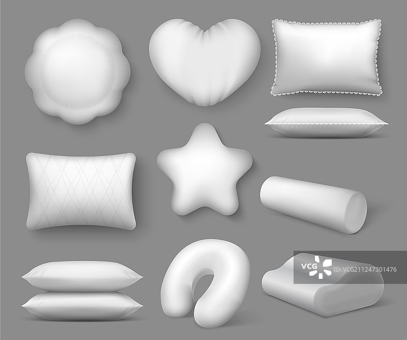 逼真白色3D圆形柔软靠垫图片素材
