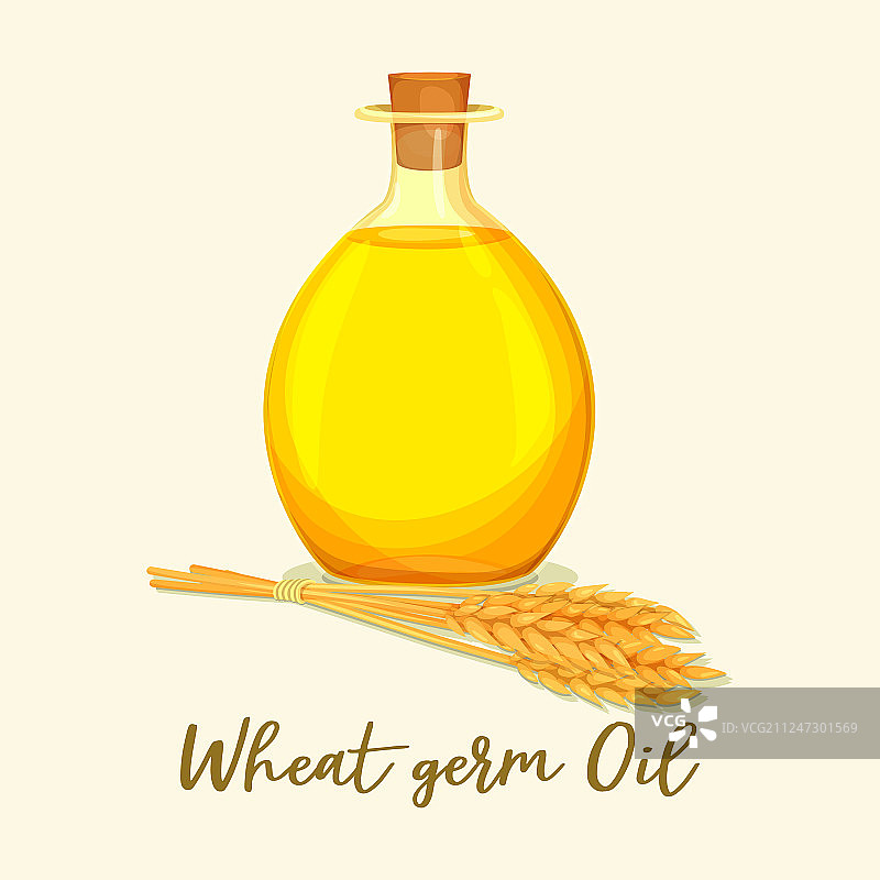 玻璃器皿瓶中的小麦胚芽油图片素材