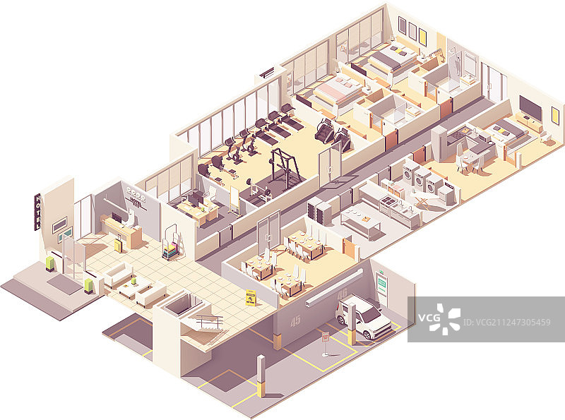2.5D酒店内部图片素材