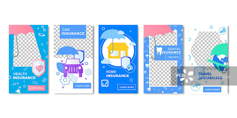 健康保险主页社交媒体banner模板图片素材