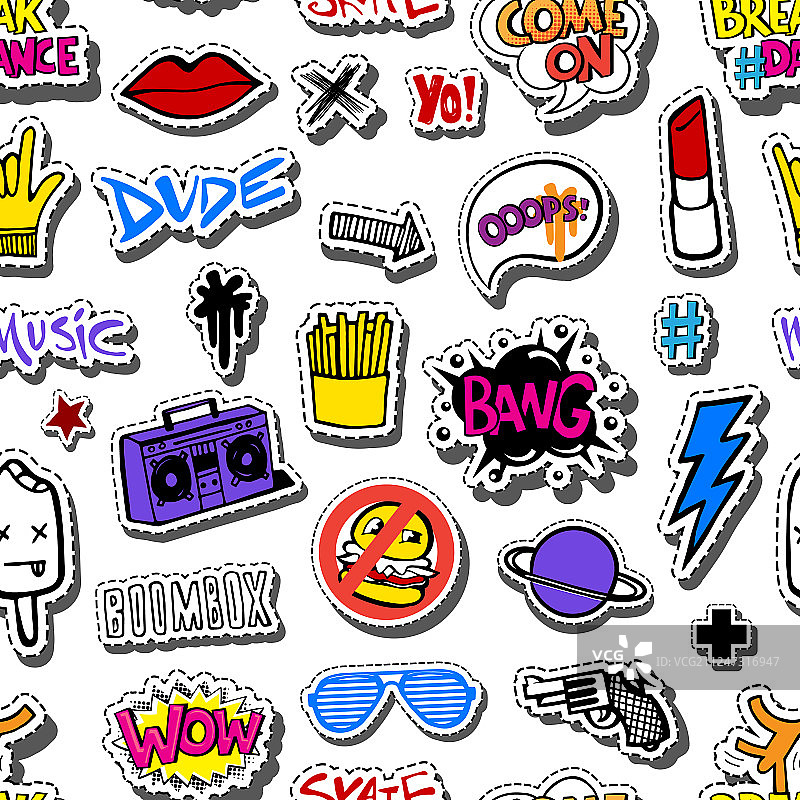 潮人青少年涂鸦无缝图案图片素材