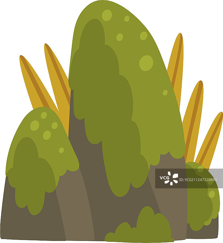 带有绿色苔藓的岩石森林山脉图片素材