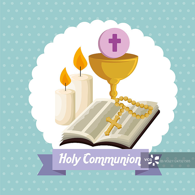 带有圣餐杯和圣饼的圣经图片素材