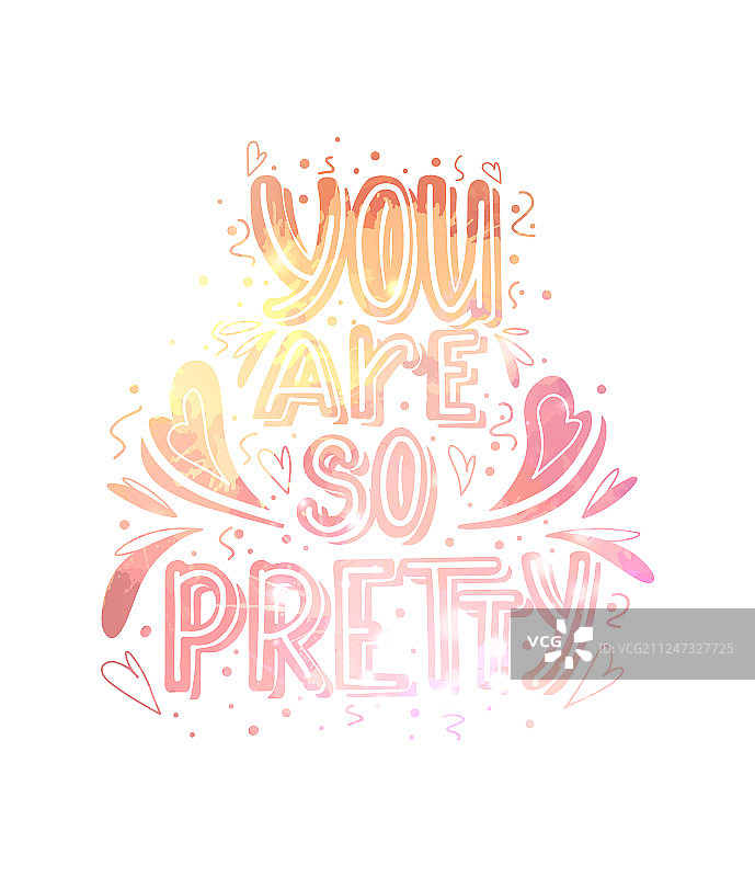 水彩字：你真漂亮图片素材