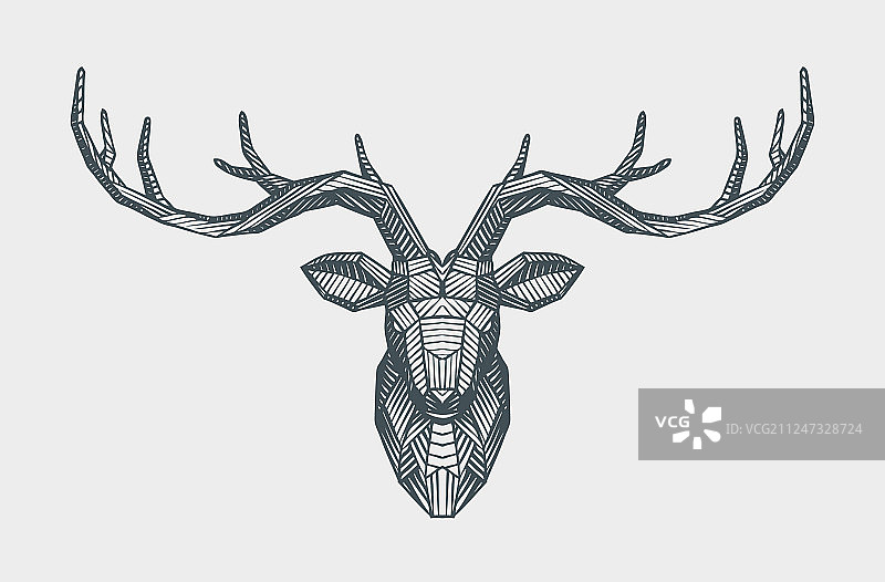 抽象低多边形三角形鹿头装饰图片素材