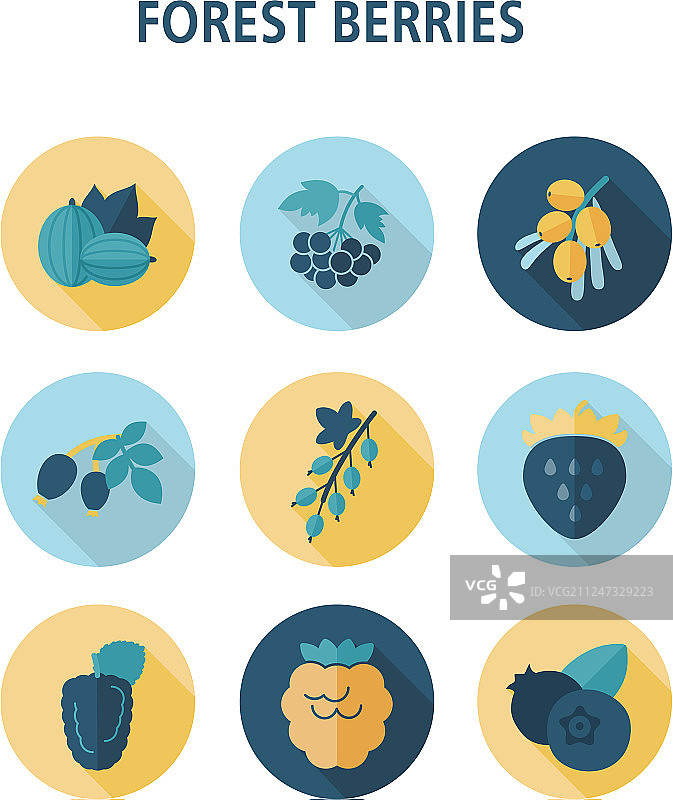 森林浆果图标集图片素材