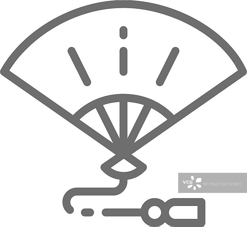 日式传统艺伎扇子线条设计图片素材